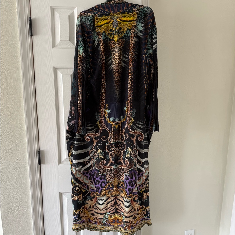 Women's Printed Long Sleeve cover up in Black and Multicolor